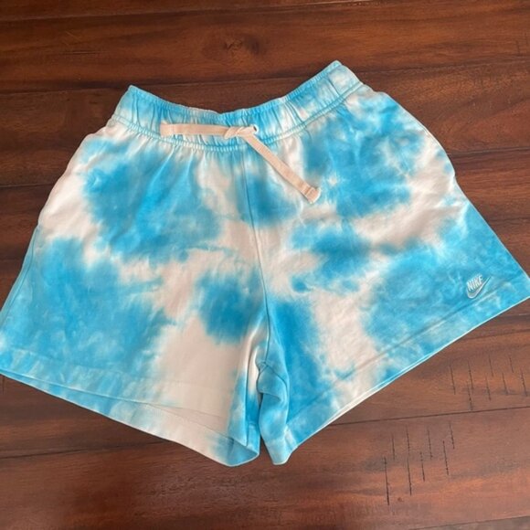 Nike Kids Tie Dye Shorts Blue White | Size Large - Picture 1 of 5